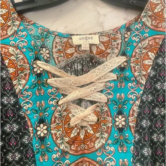 NEW Umgee Boho Lace Up Tunic Dress - Size Small - Picture 7 of 7